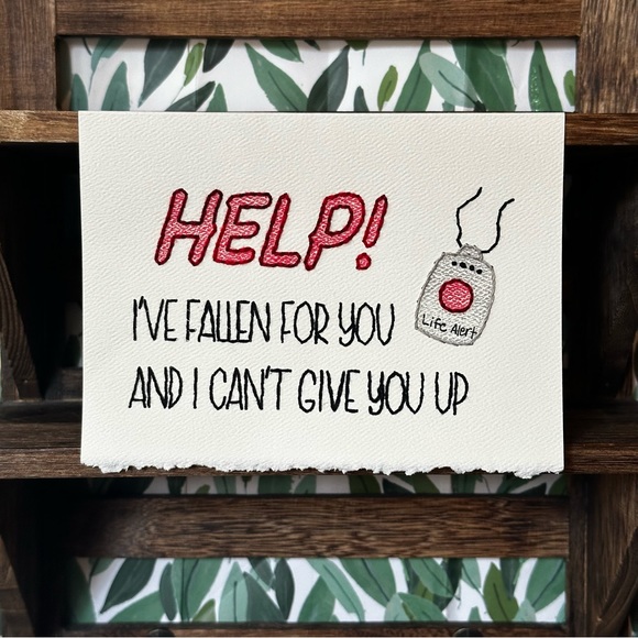 Hand-Embroidered Valentine’s Day Card - Life Alert - Picture 1 of 2